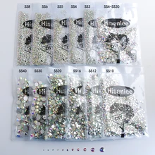 Crystal AB Non Hotfix Strass Rhinestones For Nail Art SS3 SS10 1440pcs Flat Back Non Hotfix