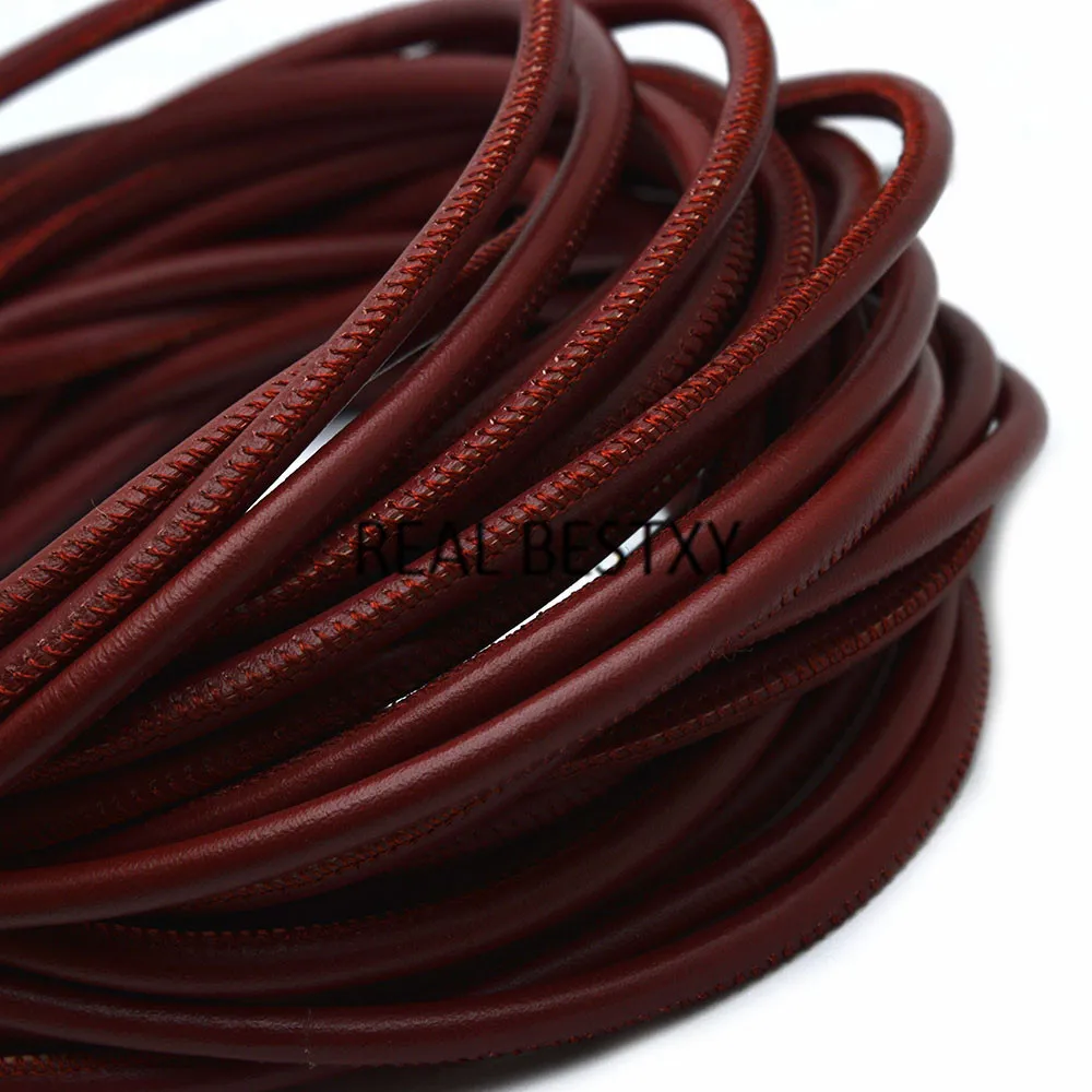 3mm 4mm 5mm Real Braided Leather Cord Round Lace Brown Black Woven Thong