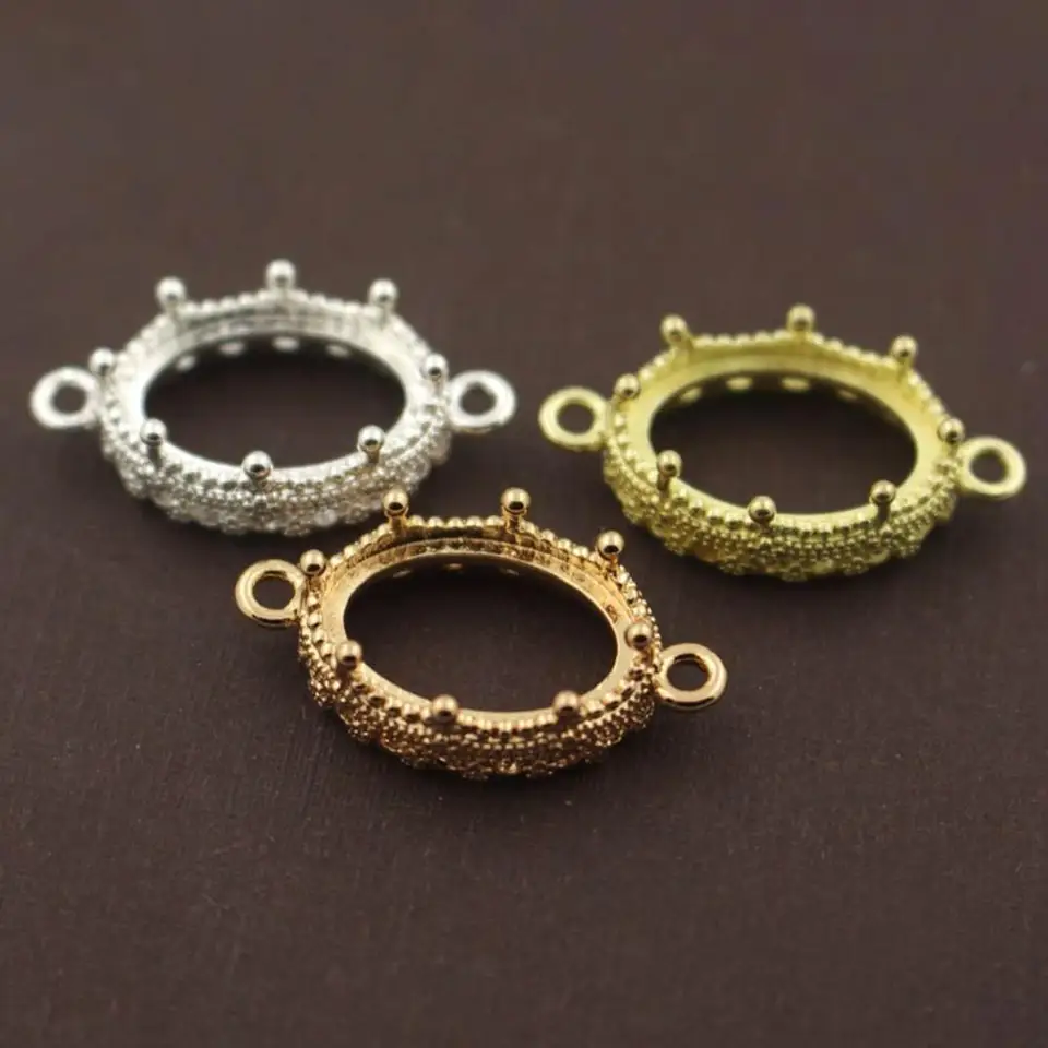 Brass Crimp Bezel Cup Settings 6mm With 2 Loops