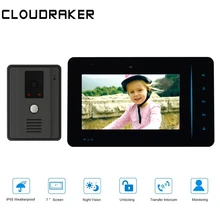 CLOUDRAKER CS914 Video Doorbell 1x 7 Inch Monitor with 1x720P Wired Door Phone Camera Video Intercom System raykube wired video door phone intercom system with 7 inch lcd monitor rfid reader