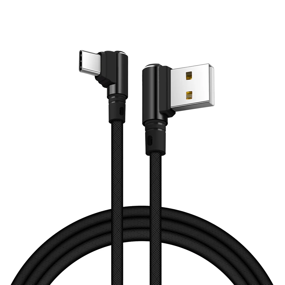 ZRSE usb type-C кабель для samsung Galaxy S8 Xiaomi 90 градусов Реверсивный Плетеный type-C кабель для зарядки данных для Oneplus 5 huawei LG - Цвет: Black