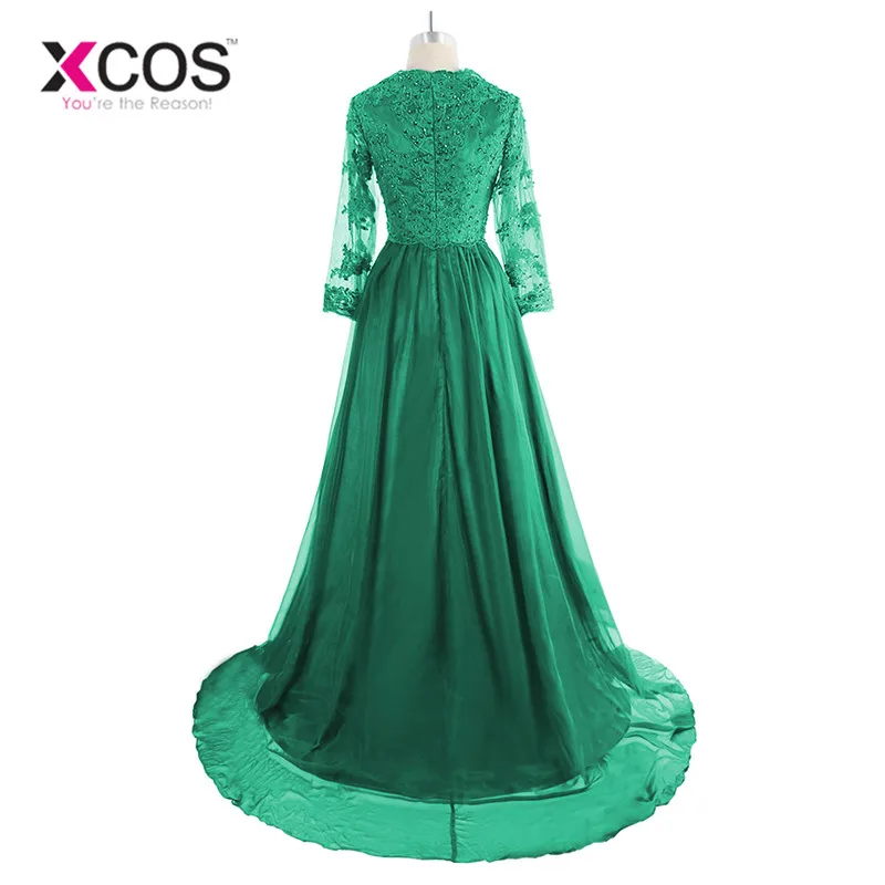 Vestidos De Festa 2017 Дубаи темно зеленые мусульманские Вечерние платья с длинными
