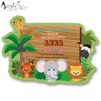 

Safari Animals Theme Invitation Card Party Supplies Jungle Animals Invitation Party Decorations Event Birthday Custom-Made 16PCS