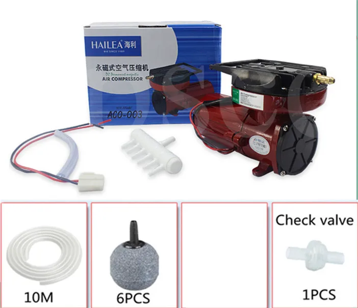 60л/мин HAILEA ACO-003 DC 12 В постоянный электромагнитный воздушный компрессор для гидропоники пруда аквариума аквариум кислородный воздушный насос - Цвет: ACO-003 A SET