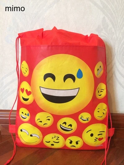 Школьная сумка для малышей с милым сердцем, смайликом и поцелуем, не плетеная нить, сумка для покупок для мальчиков, вечерние подарки - Цвет: Красный