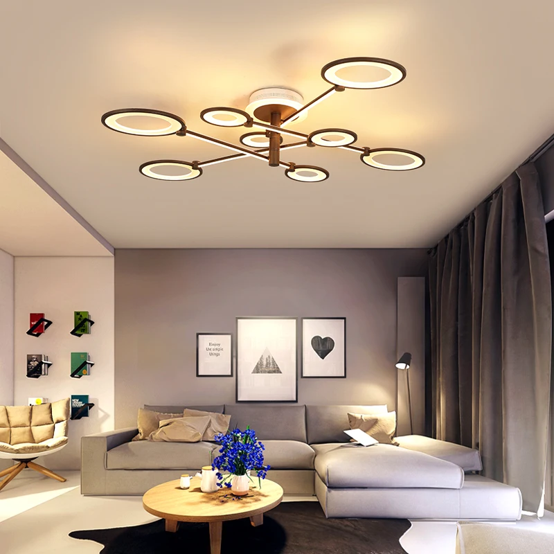 

Brown Modern LED Chandelier For Living Room Bedroom Study room LED Lustres Large Ceiling Chandelier Lighting Fixtures AC85-260V