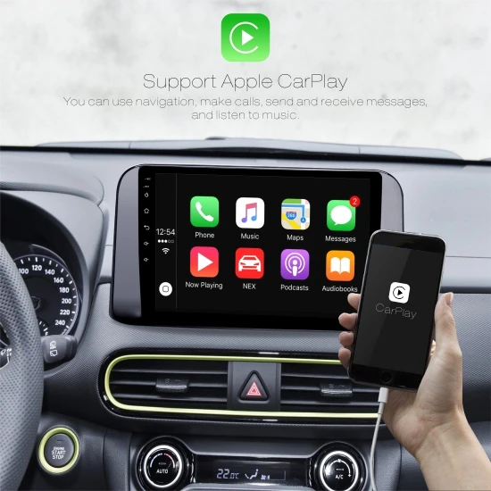 With Carplay Dinpei Android 9,0 автомобильный Радио мультимедийный плеер для hyundai Kona Encino gps навигация Wifi видео carplay androidauto - Цвет: With Carplay