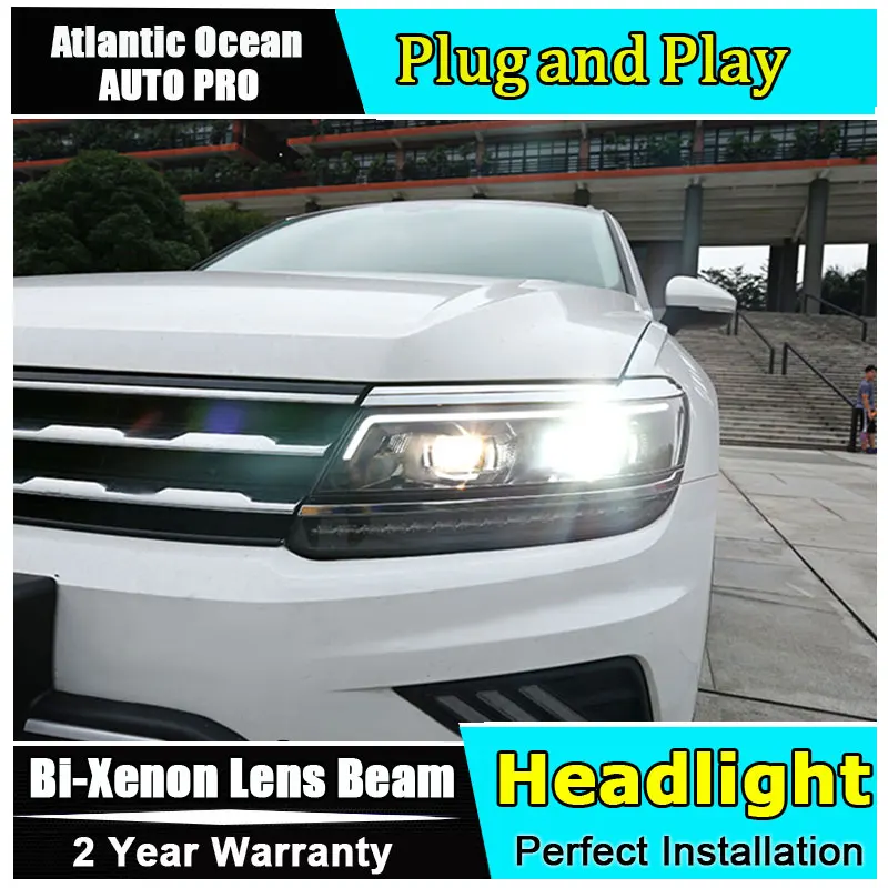 Авто часть стиль светодиодный головной фонарь для VW Tiguan 2017 2018 drl H7 hid Биксеноновые