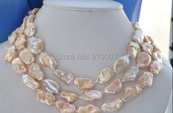 

LHX5568>>>lustre 50" 20mm pink BAROQUE KESHI REBORN PEARL NECKLACE