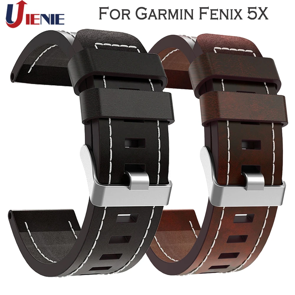 Ремешок кожаный для наручных часов сменный спортивный браслет Garmin Fenix 5X 5XPlus 6X 3 3HR
