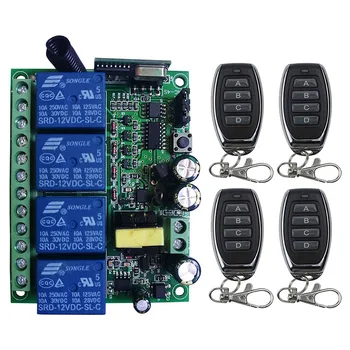 

AC110V 220V 230V 4CH 4 CH 4 Channel 10A Relay RF Wireless Remote Control Switch System 315 MHz 433 MHz Transmitter And Receiver