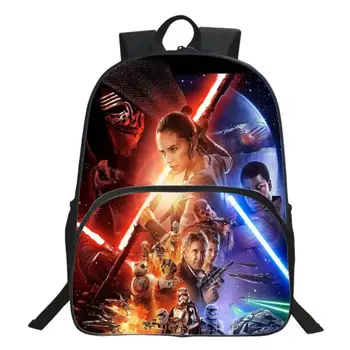 

2019 New Polyester 16-inches Black Printing Cartoon Star Wars Children Backpack for Kids Schoolbag Boys School Bags Men Bookbag