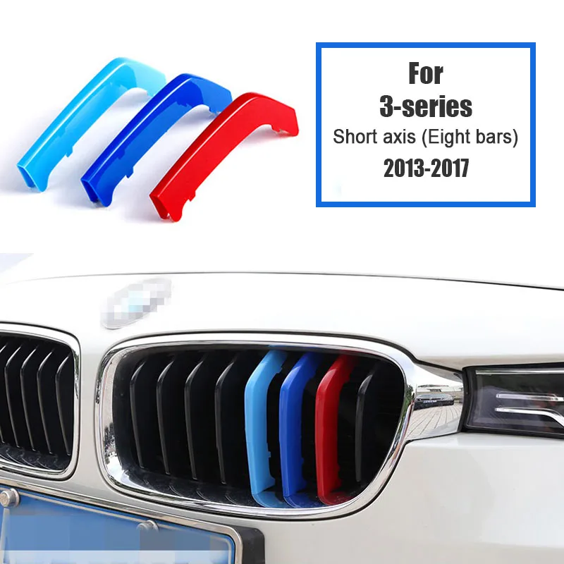 ZD 3 шт. для BMW F30 F10 X5 E53 E70 F16 X6 E71 X1 X3 X4 F07 G30 F34 3D м автомобиля на переднюю решетку, полоски, накладки стикеры автоспорта - Название цвета: 3-series 2013-2017