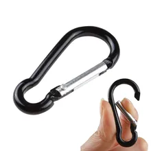 20 #1Pcs Aluminium Snap Haak zwart licht veiligheid Carabiner D-Ring Sleutelhanger Clip Sleutelhanger Wandelen Kamp outdoor Veiligheid gesp Haak(China)