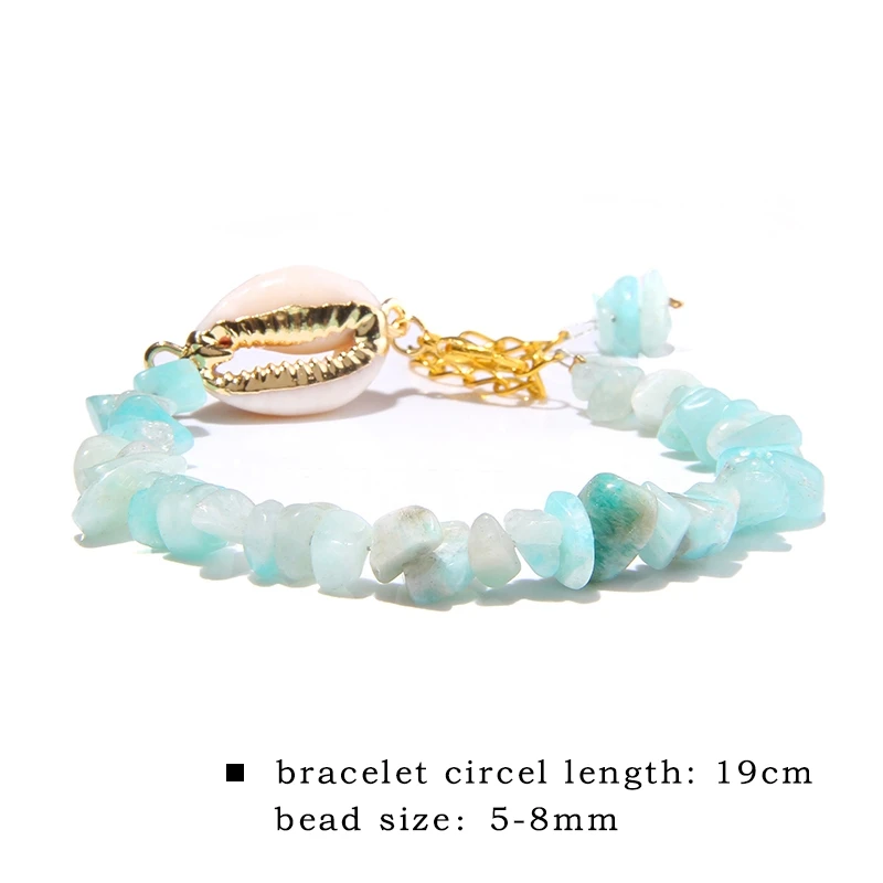 Cowrie Shell Bracelet Natural Stone Chips Crystal Seashell Hand Chain Bracelet for Women Femme Beach Jewelry Bohemian