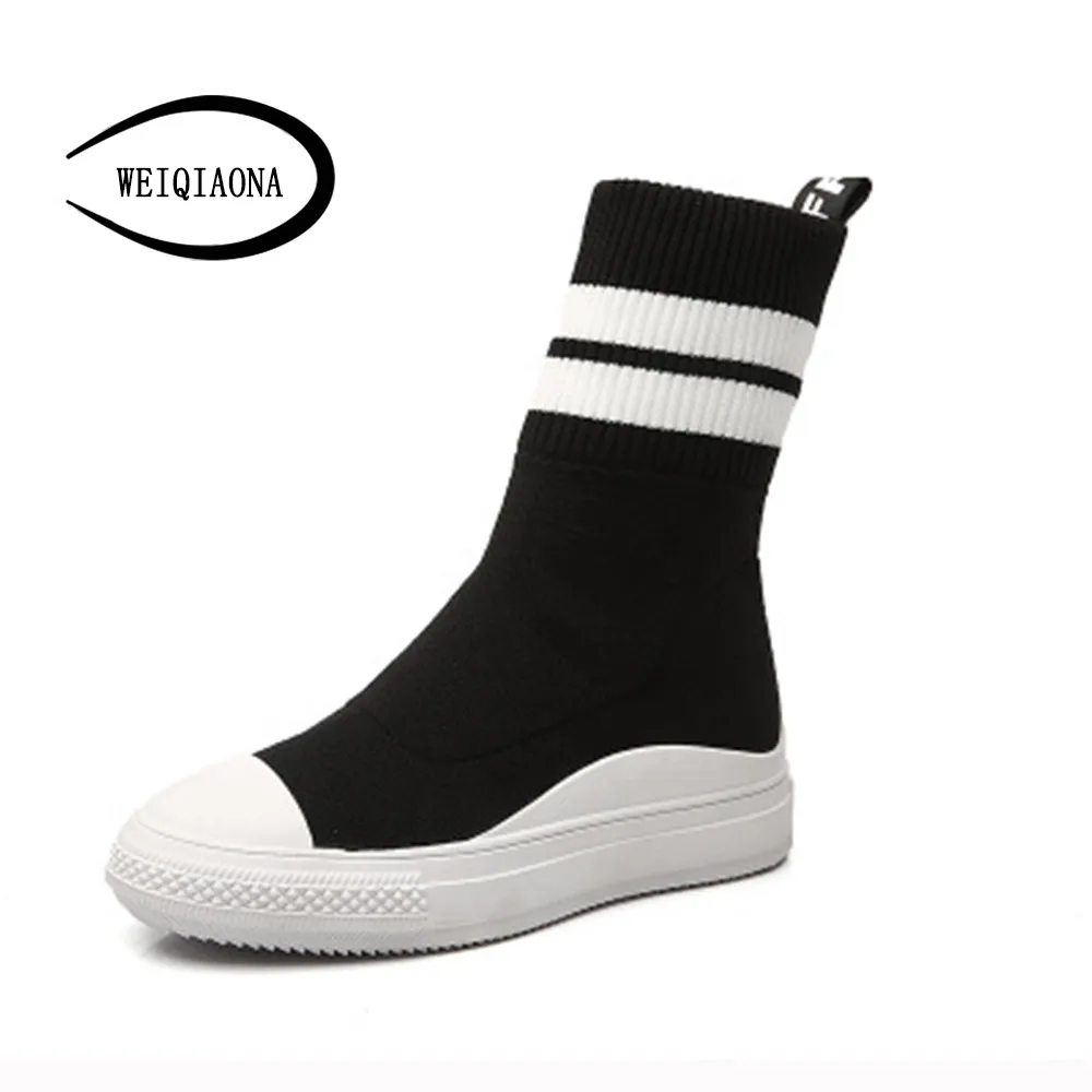 

WEIQIAONA 2018 Snow Boot Brand Design Casual Flat Women Shoes Short Boots low Heel Genuine Leather Dress Shoes Ladies Shoes