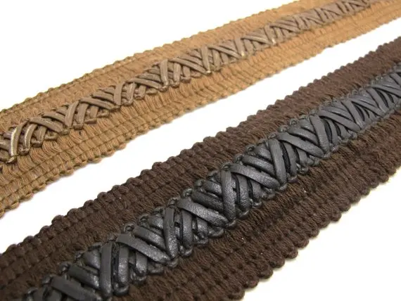 2 Inches Faux Leather Woven Trim|Gimp Trim|Braided Trim|PU Leather|Belt Straps|Bag Edging Trim|Hollow Ribbon | Дом и сад