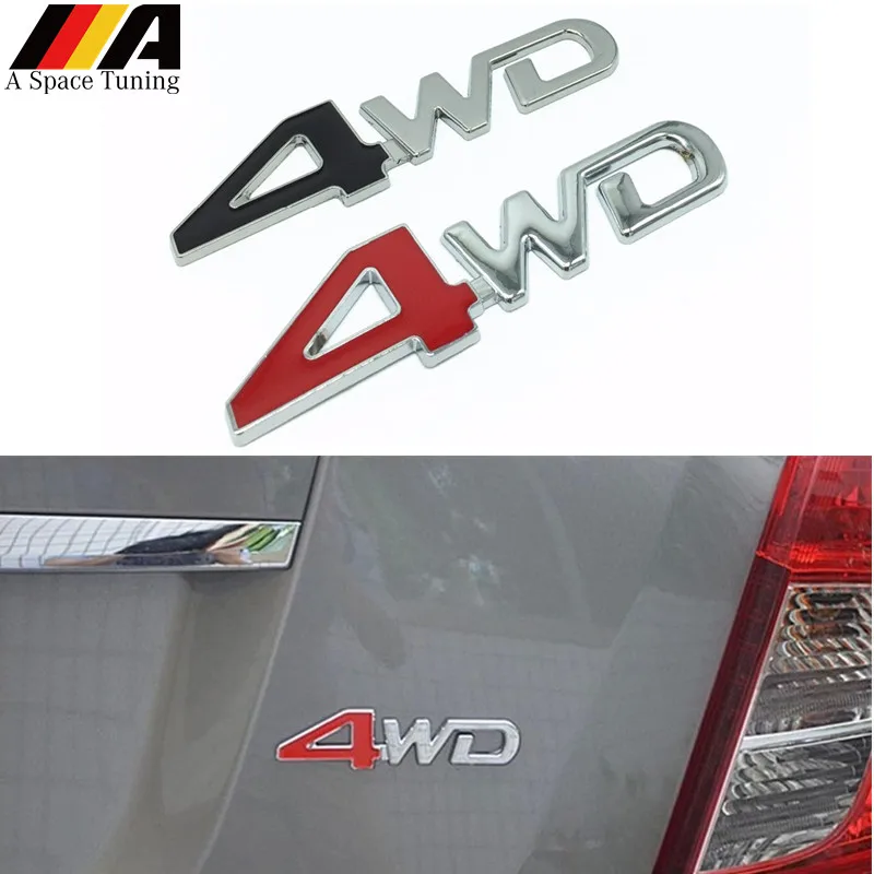 Автомобильная задняя боковая металлическая наклейка 4WD с 3D хромовым значком
