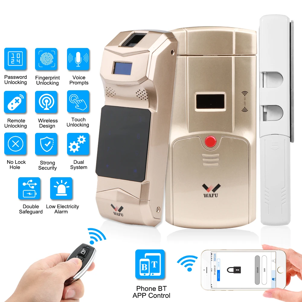 Wireless Smart Electric Lock Invisible Fingerprint Remote Lock
