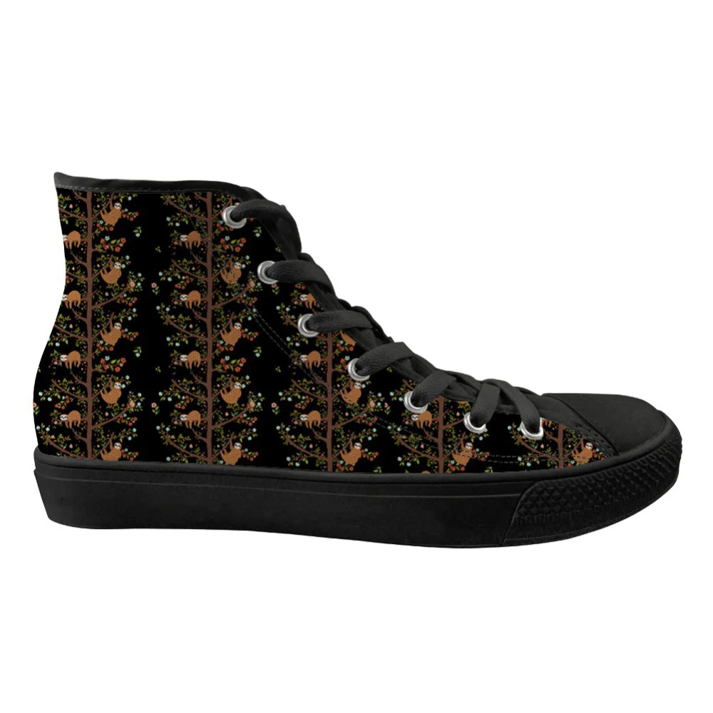 

Customized Men's Canvas Shoes Fashion High Top Man Lacing Vulcanize Shoes Cartoon Sloth Printed Brand Flats Shoes for Male Boys