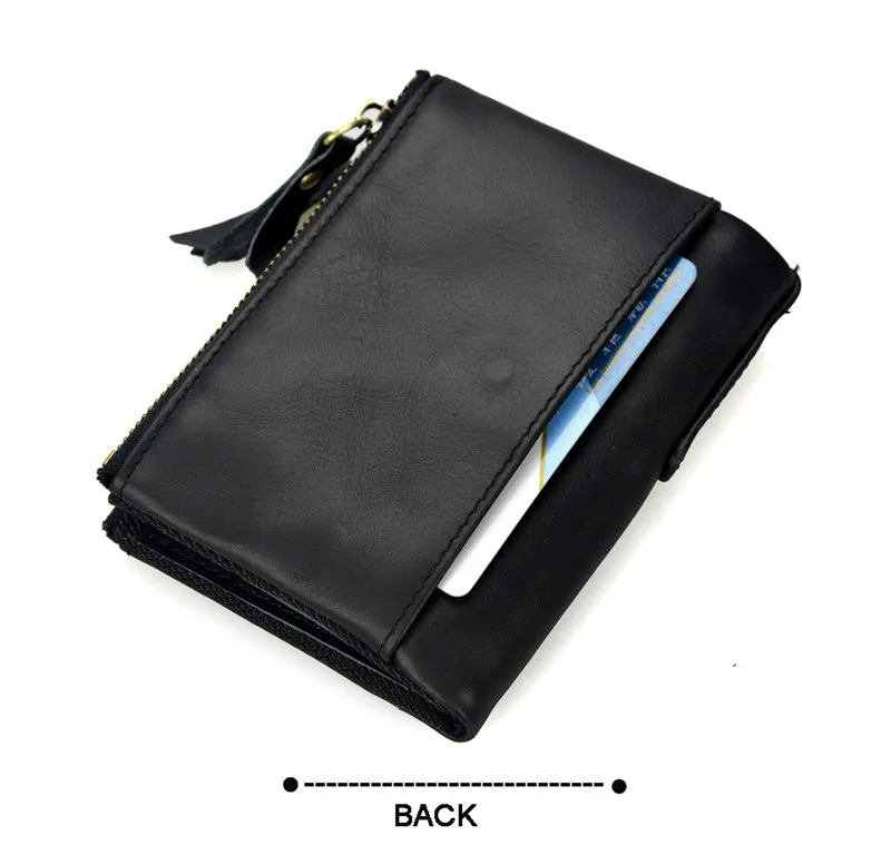 Brand Men Genuine Leather Wallet Short Men Cowhide Leather Coin Pocket Purse Male Carteira Masculina Double Zipepr Coin Bag