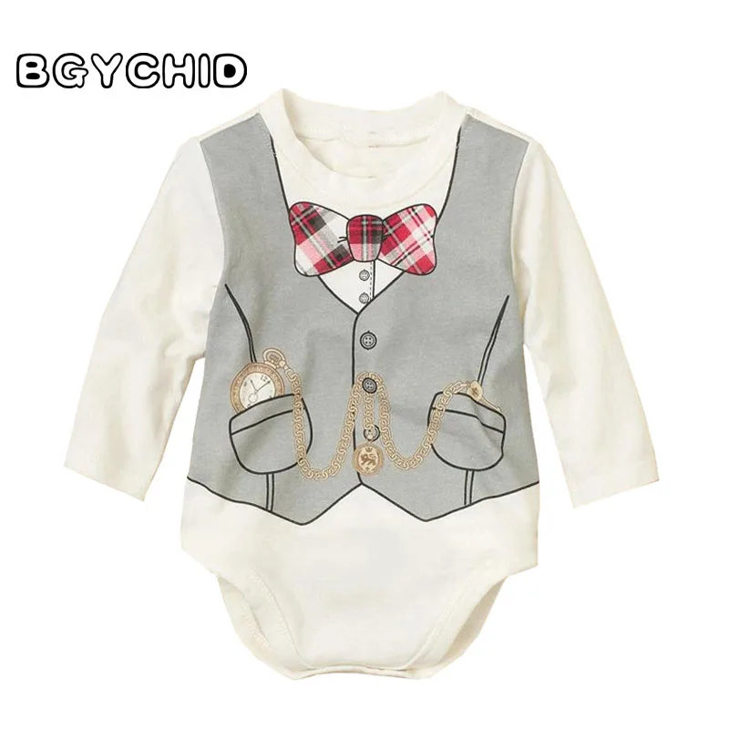 100 Cotton Baby Boy Gentleman Bodysuit Newborn Cotton Print Summer