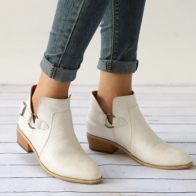 square heel slip on boots
