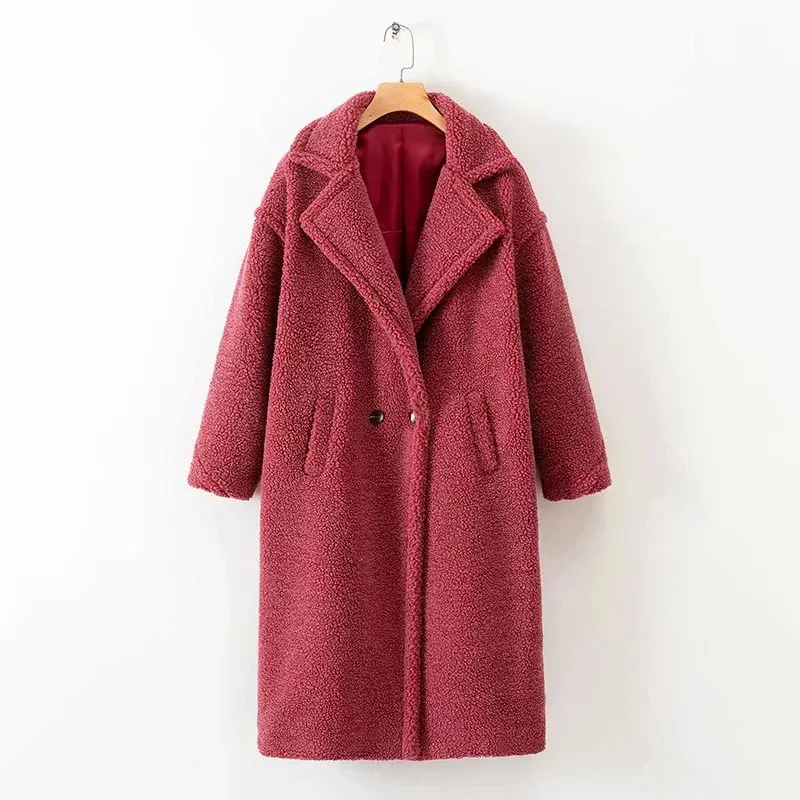 Solid Faux Fur Teddy Coats Women High Street Winter Warm