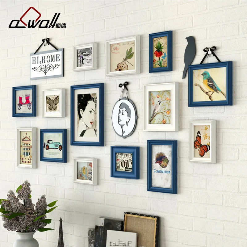Buy 14 Pieces/Set Photo Frames European Style Picture Frames For Wall Wood