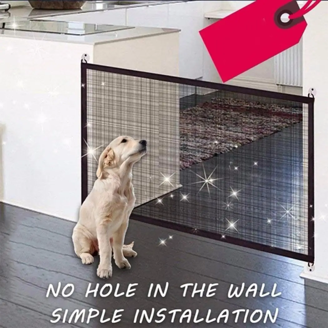 

Foldable Cats Dogs Safety Protective Fence Pets Gate Mesh Black Isolation Net