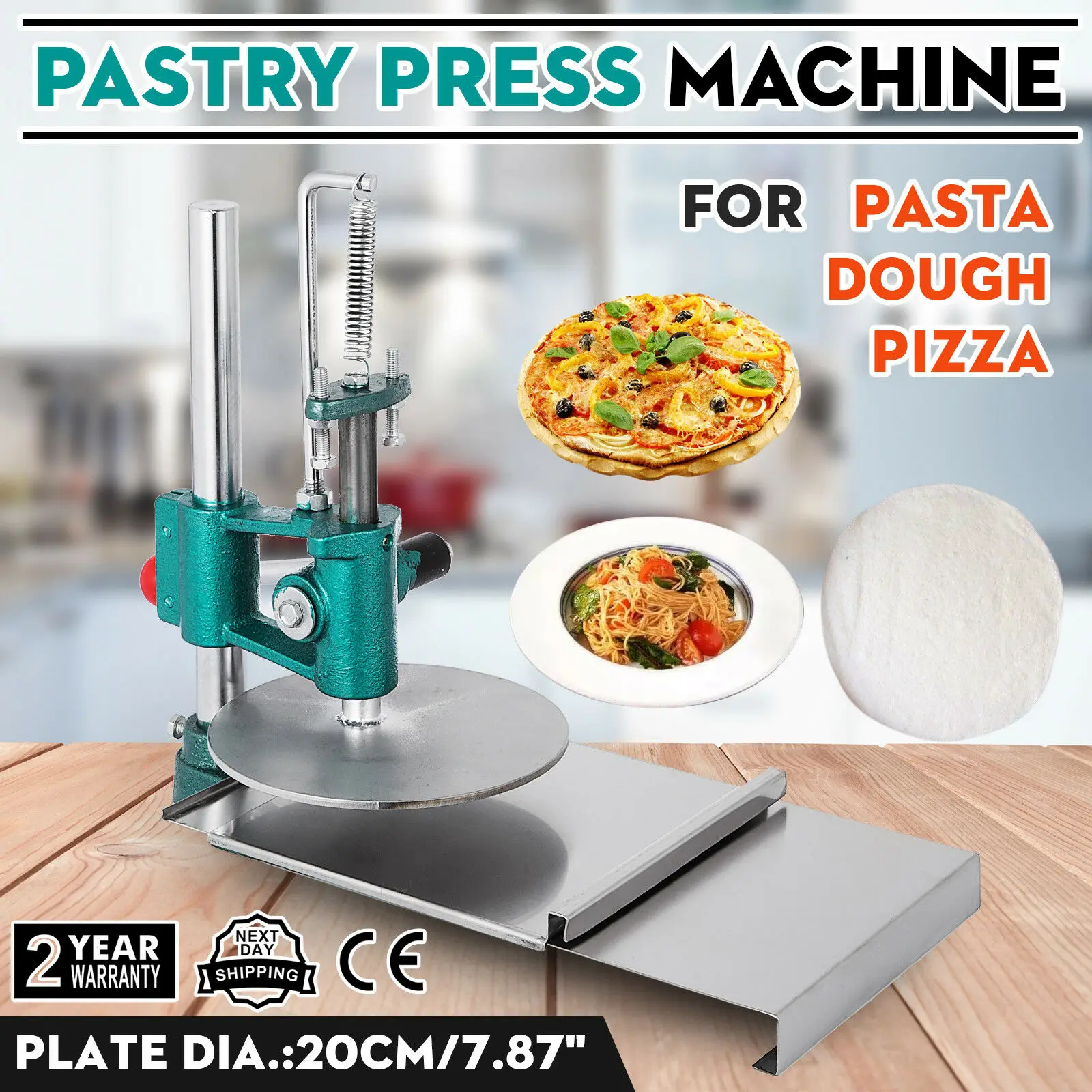 

New 7.8 inch Pizza Dough Pastry Manual Press Machine Roller Sheeter Pasta Maker