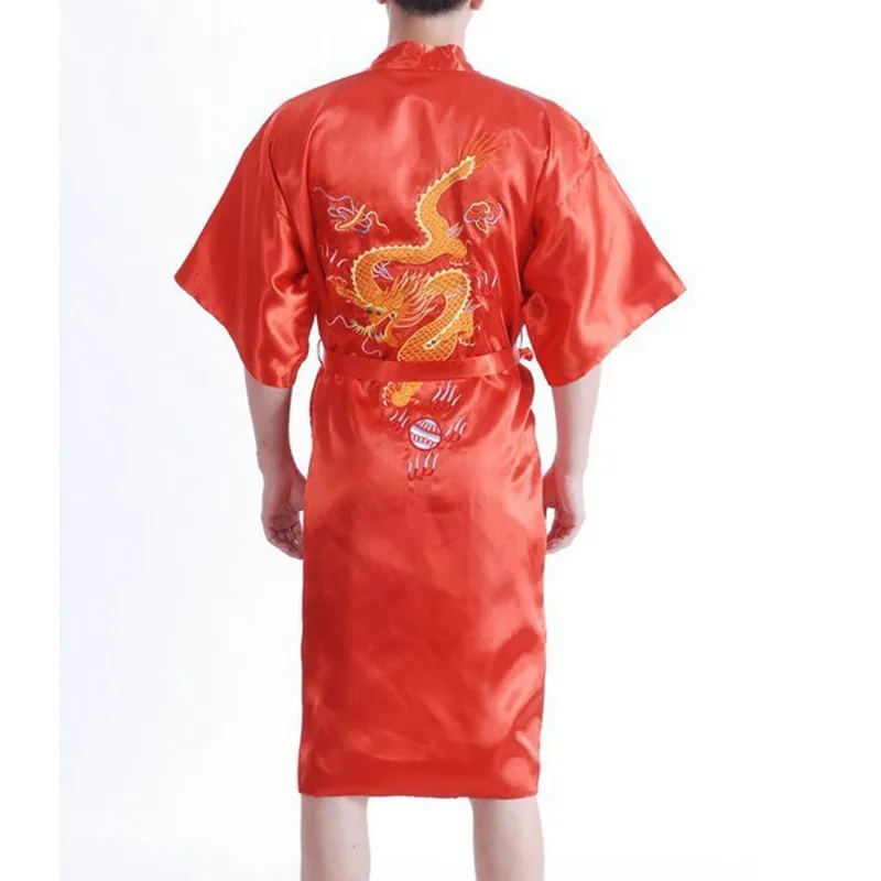 Buy Free Shipping New Fashion Red Men's Robe Silk