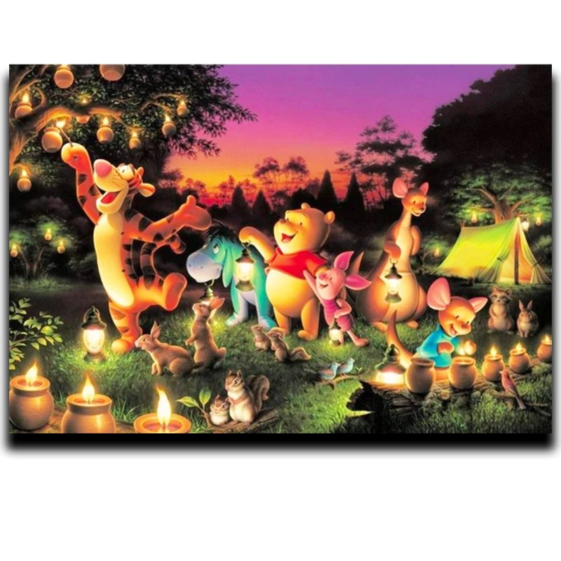 

Full Diamond Painting, Full Diamond Drill with Square/Round Beads Crystal Embroidery Rhinestones By Number Kits cartoon animals
