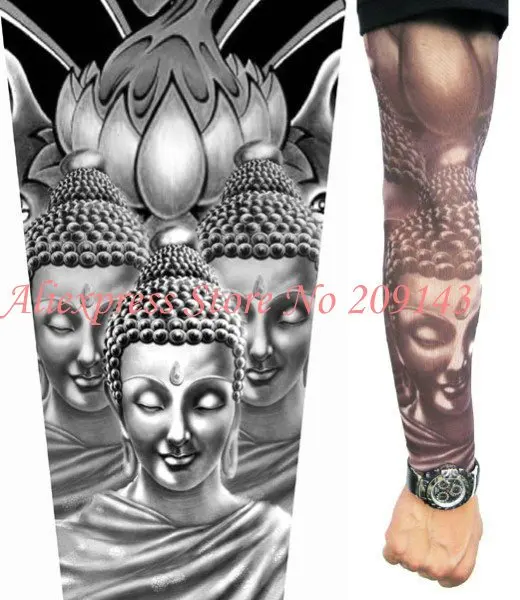 Free Shipping,Punk Gothic Rock Buddha Tattoo Sleeve Arm Stockings,Temporaty  Tattoo,Wholesale,1 Lot/10 Pieces|tattoo armrest|tattoo pentattoo purse -  AliExpress