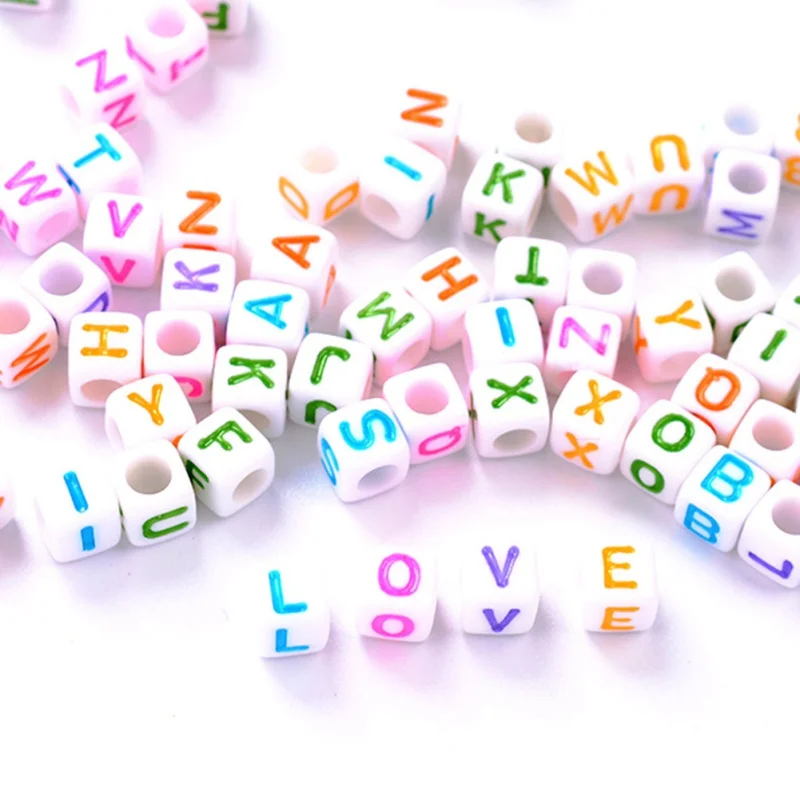 

Mixed Square Alphabet Letter Bead Charms Bracelet Necklace For Jewelry Making DIY Accessories