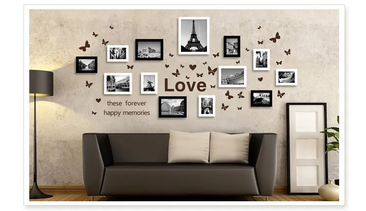 Wood Muti Frame Phone 13box Rectangle Multi Dimension Picture Wood Muti Frame Phone 13box Rectangle Multi Dimension Picture Past With Plant Wall Stick Card In From Home Garden
