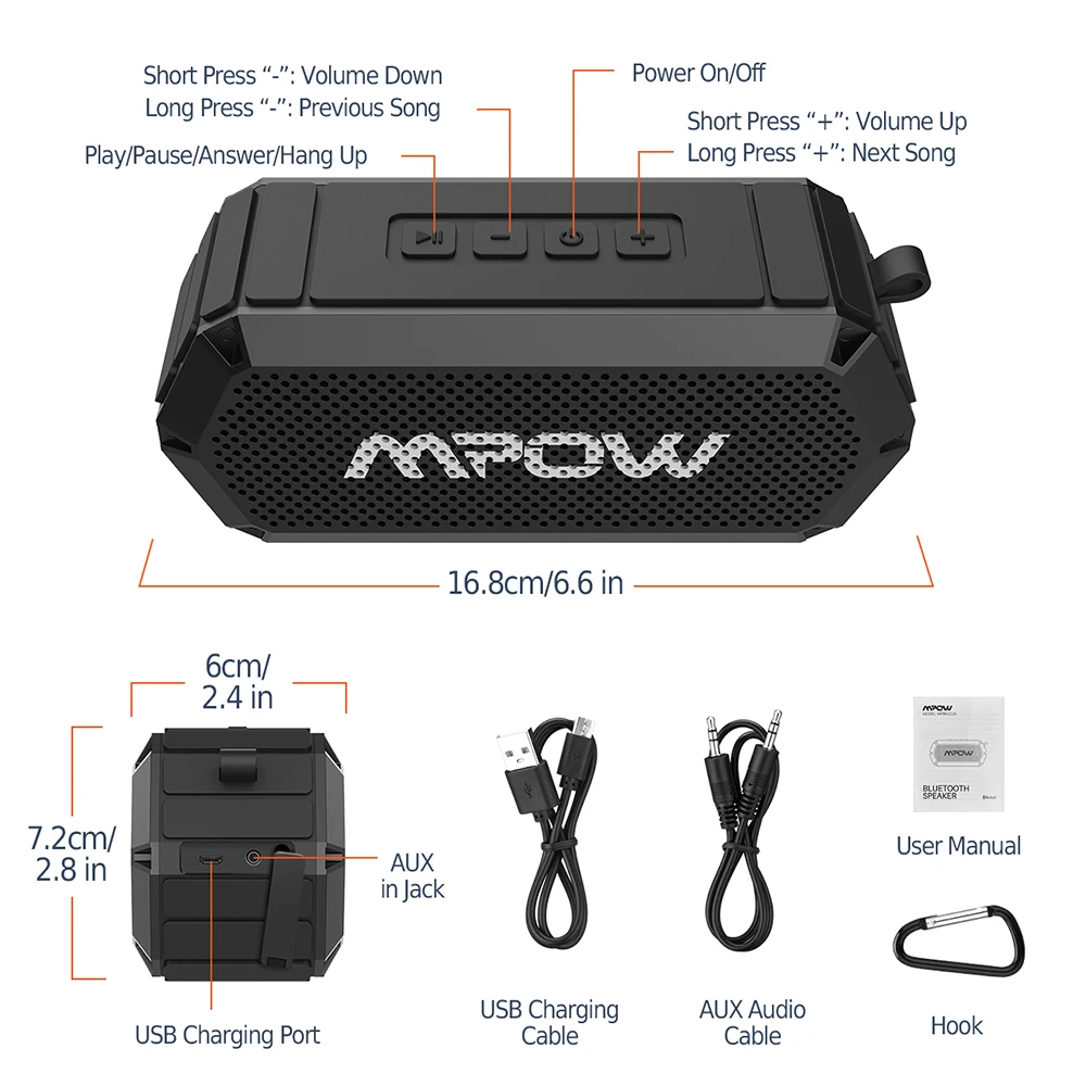 Mpow R3 10W Portable Bluetooth Speaker Wireless Speaker IP6X Waterproof  With Built in Battery Up To 15 Hrs Play Time For Outdoor|Portable Speakers|  - AliExpress