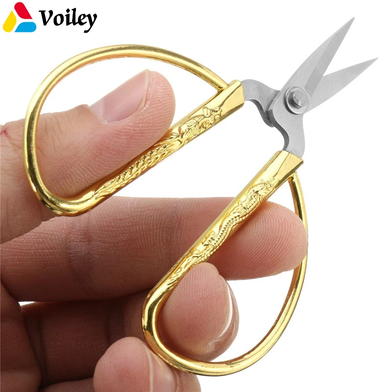 

1 Pcs 8.5*5.3cm European Vintage Gold Sewing Scissors Embroidery for Needlework Fabric Cutter Dragon Pattern Tailor's Scissors,Q