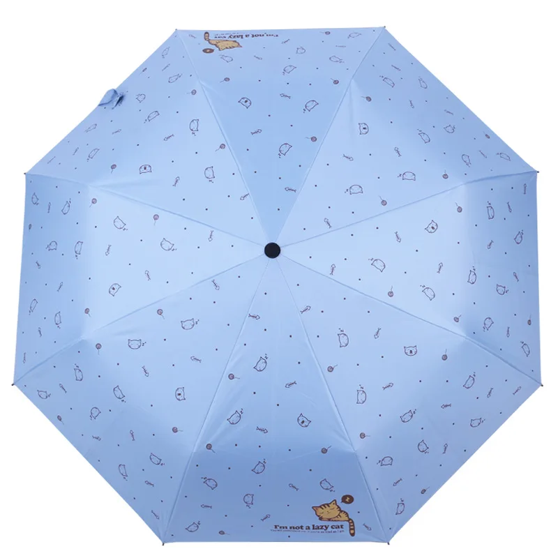 YADA 2019 Cartoon Cats&Fish Umbrella Sunny Rain Women uv Animal Cats Umbrella For Women Windproof Manual Folding Umbrellas YS660