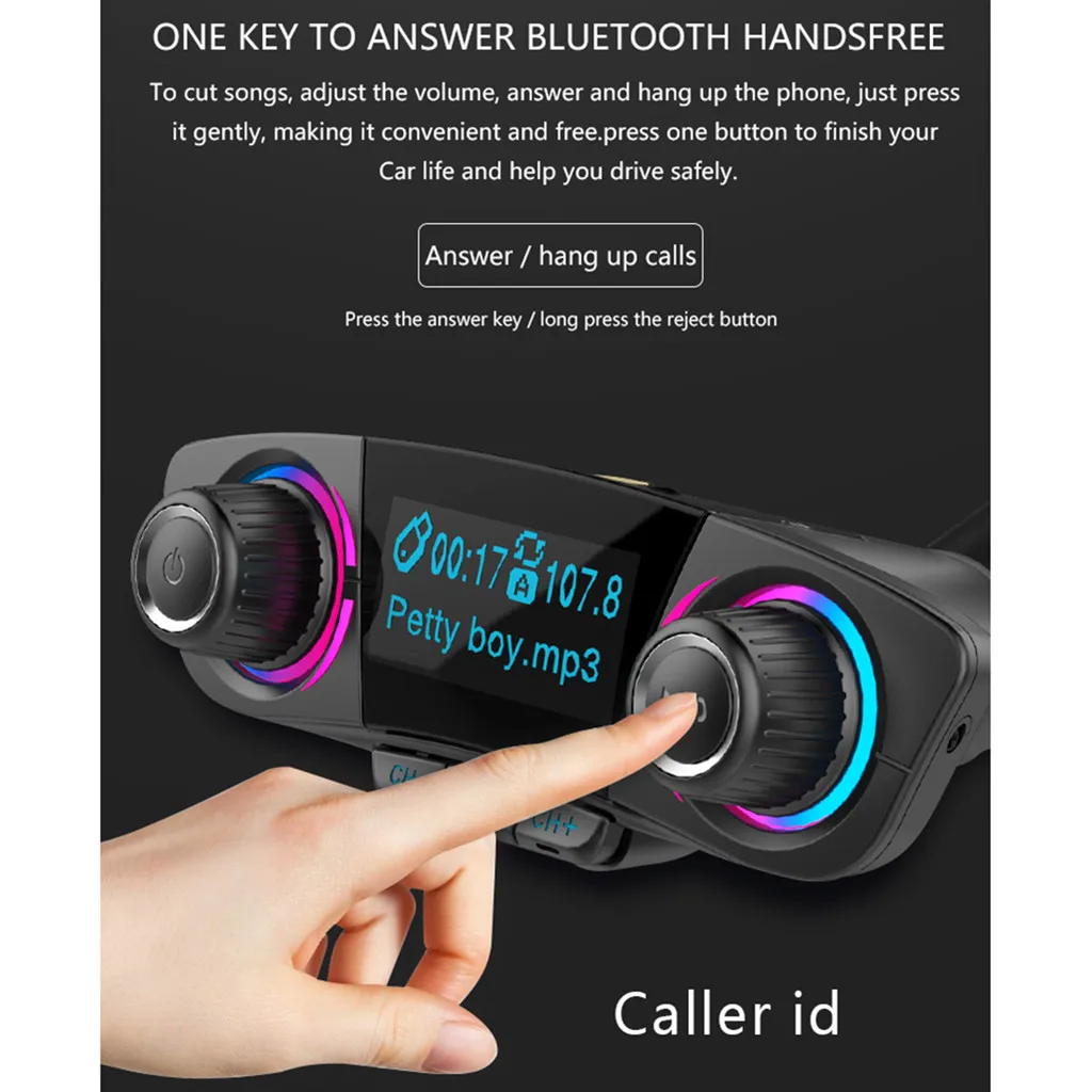 FM автомобильный Bluetooth Mp3 двойная ручка холодный свет большой дисплей экран напряжение автомобильное зарядное устройство USB зарядное устройство