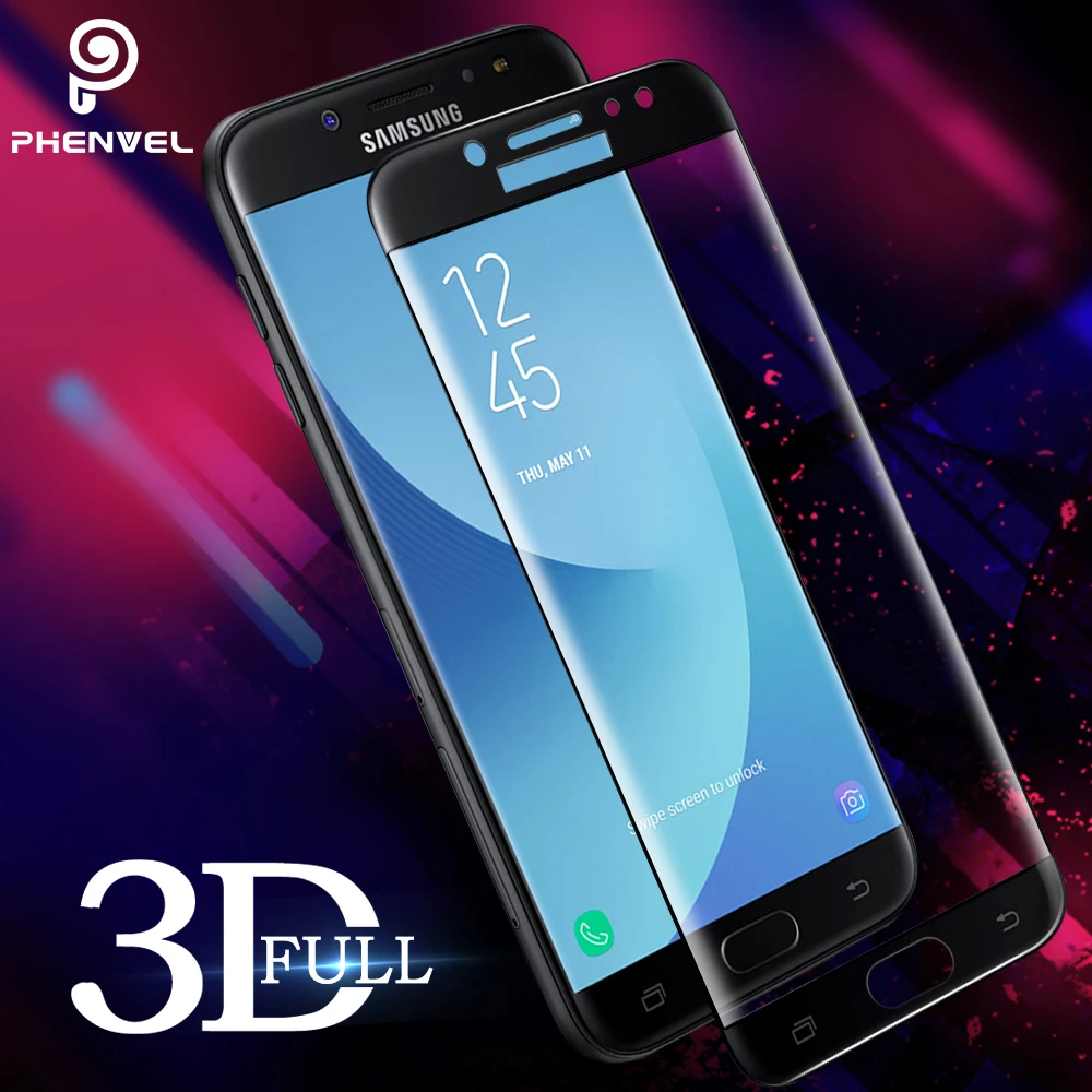 

Glass Film For Samsung Galaxy J5 2017 Screen Protector Phenvel Full Cover 3D Film For Galaxy J5 2017 Pro Arc-edge Tempered Glass