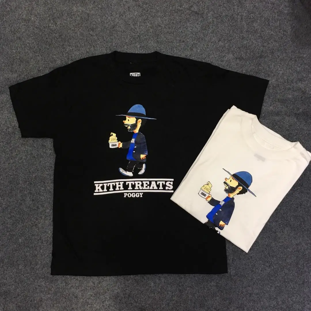 

19SS New Kith Treats Poggy Tee Hand-painted Figure Cotton Short-sleeve T-shirt Men Women Street Wear Hip Hop KITH T Shirts Men