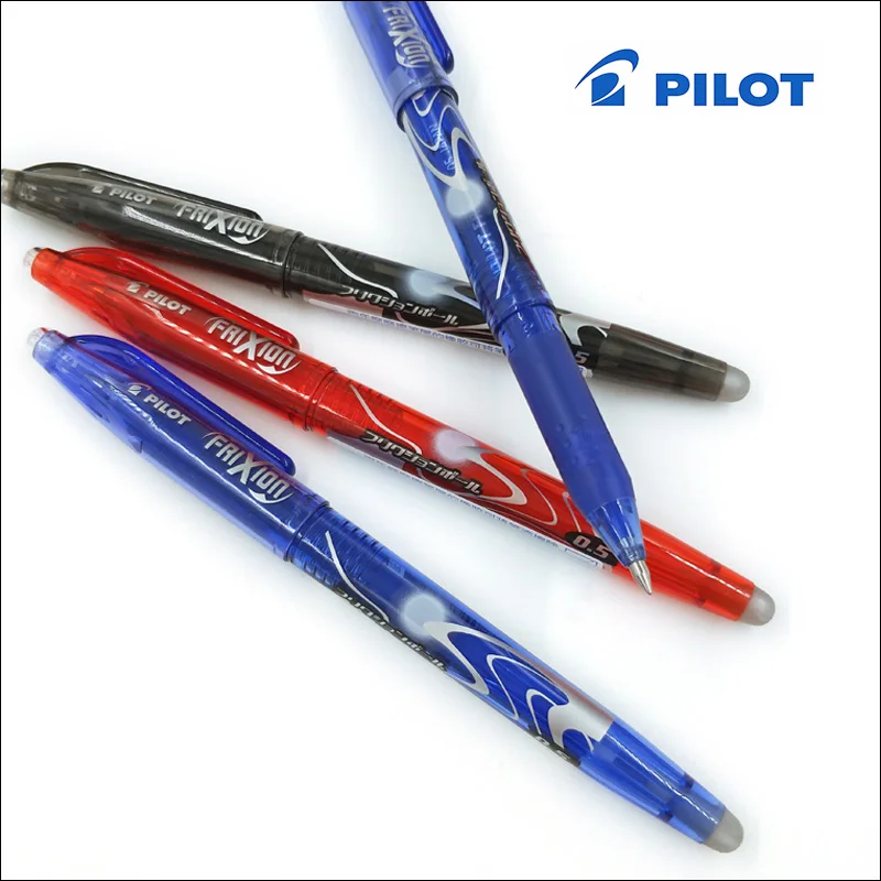 3pcs/Lot Japan PILOT Frixion Erasable Pen Gel 0.5mm Black Blue Red