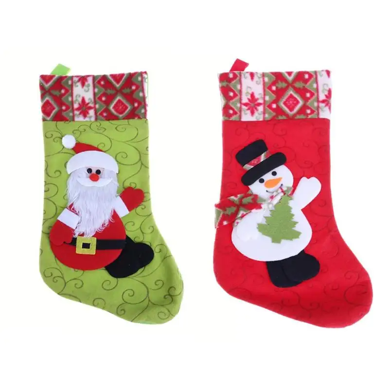 

Large Christmas Snowman Flannel Stocking Gift Bag Tree Hanging Decor Christmas Ornaments Decor Festive Party Supplies
