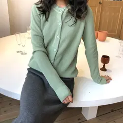 Осень 2018 г. новое поступление кардиган свитер для женщин с длинным рукавом снаружи Slim fit вязаный свитеры для офисные женские туфли