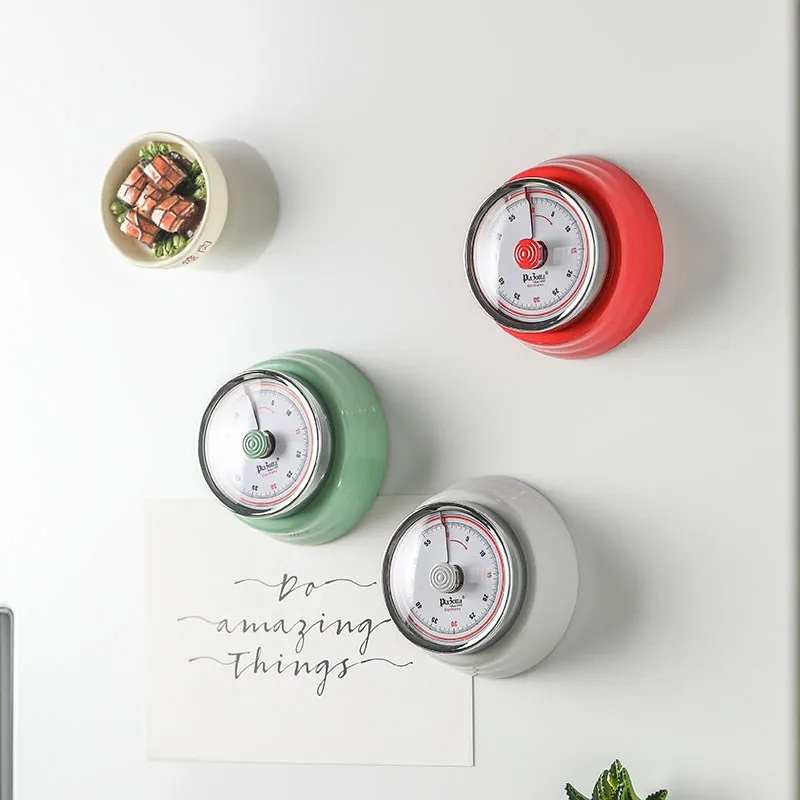 

Mechnical Kitchen Timer Stainless Steel Magnetic Cooking Alarm Manual Counter Clock Backing Yoga Sport Reminder Kitchen Tools