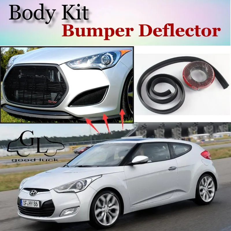 For Hyundai Veloster Bumper Lip  Front Spoiler Deflector For TopGear Friends to Car Tuning View  Body Kit  Strip Skirt