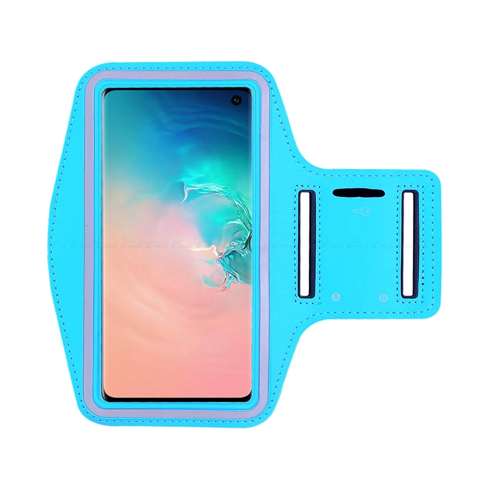 Кроссовки для бега тренажерного зала спортивная сумка-чехол-повязка на руку чехол для телефона для samsung Galaxy S7 S6 край S8 S9 S10e S10 5G Plus Note 5, 8, 9, 10 - Цвет: Небесно-голубой