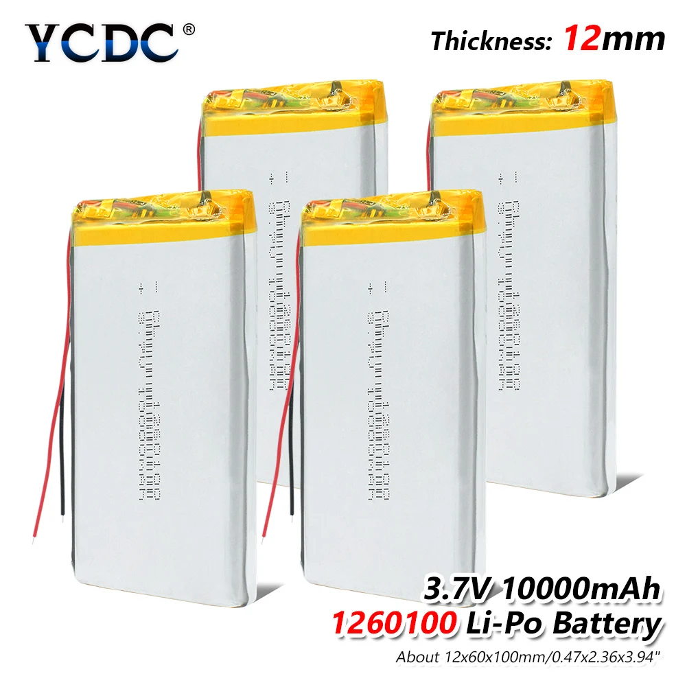 

1/2/4 Pieces Rechargeable 3.7V Volt Durable 1260100 Li-polymer Lithium Ion Batteries DVD Table E-book PDA Toys Battery Replace
