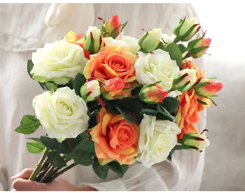red roses artificial flowers wedding home decor